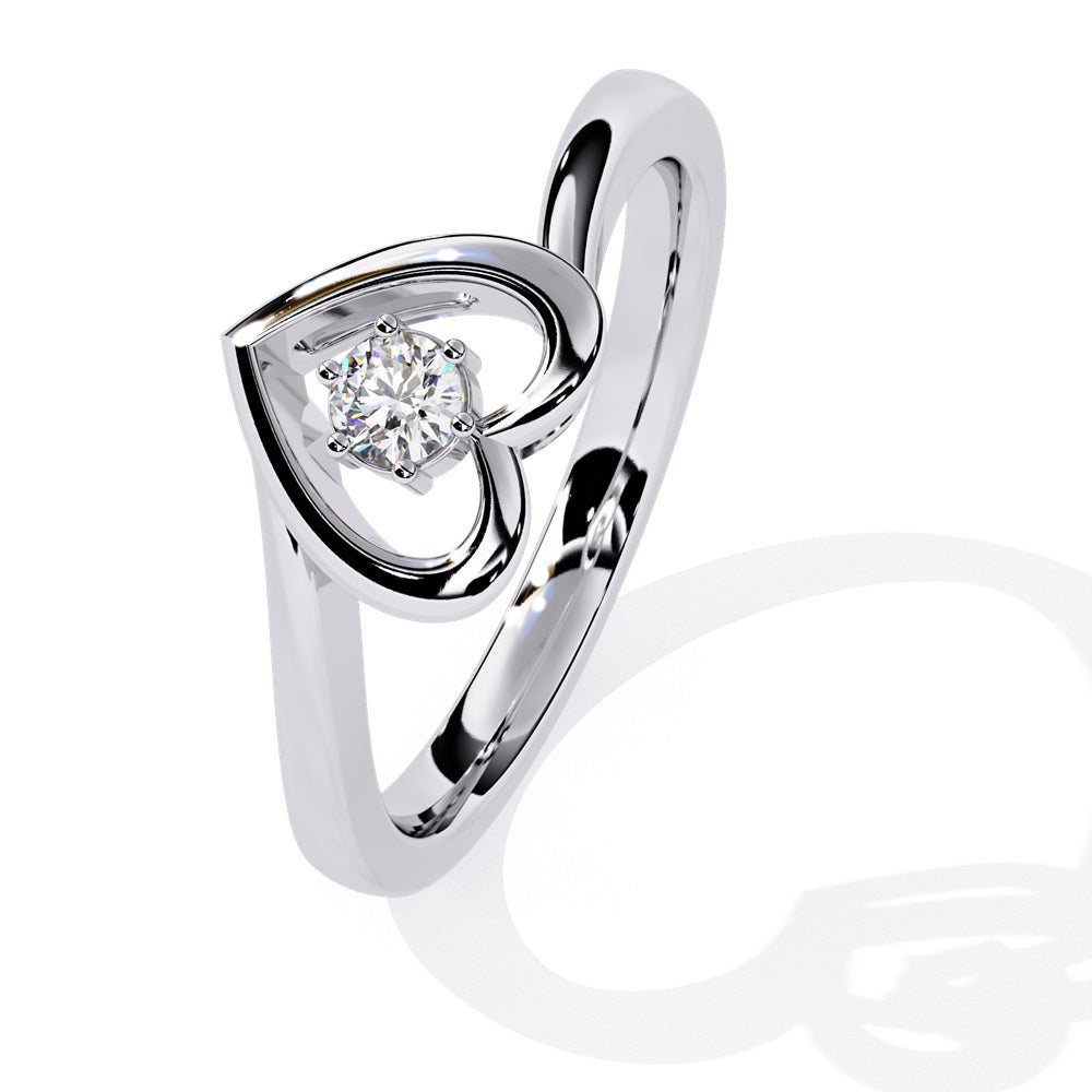 A gold diamond heart ring, elegantly designed, showcasing a sparkling diamond at its center, symbolizing love and affection.