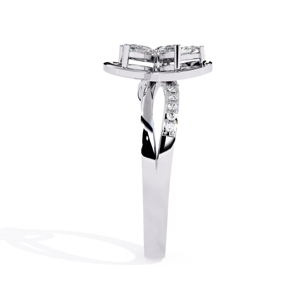 Elegant gold ring adorned with a diamond flower, symbolizing beauty and luxury in exquisite craftsmanship.