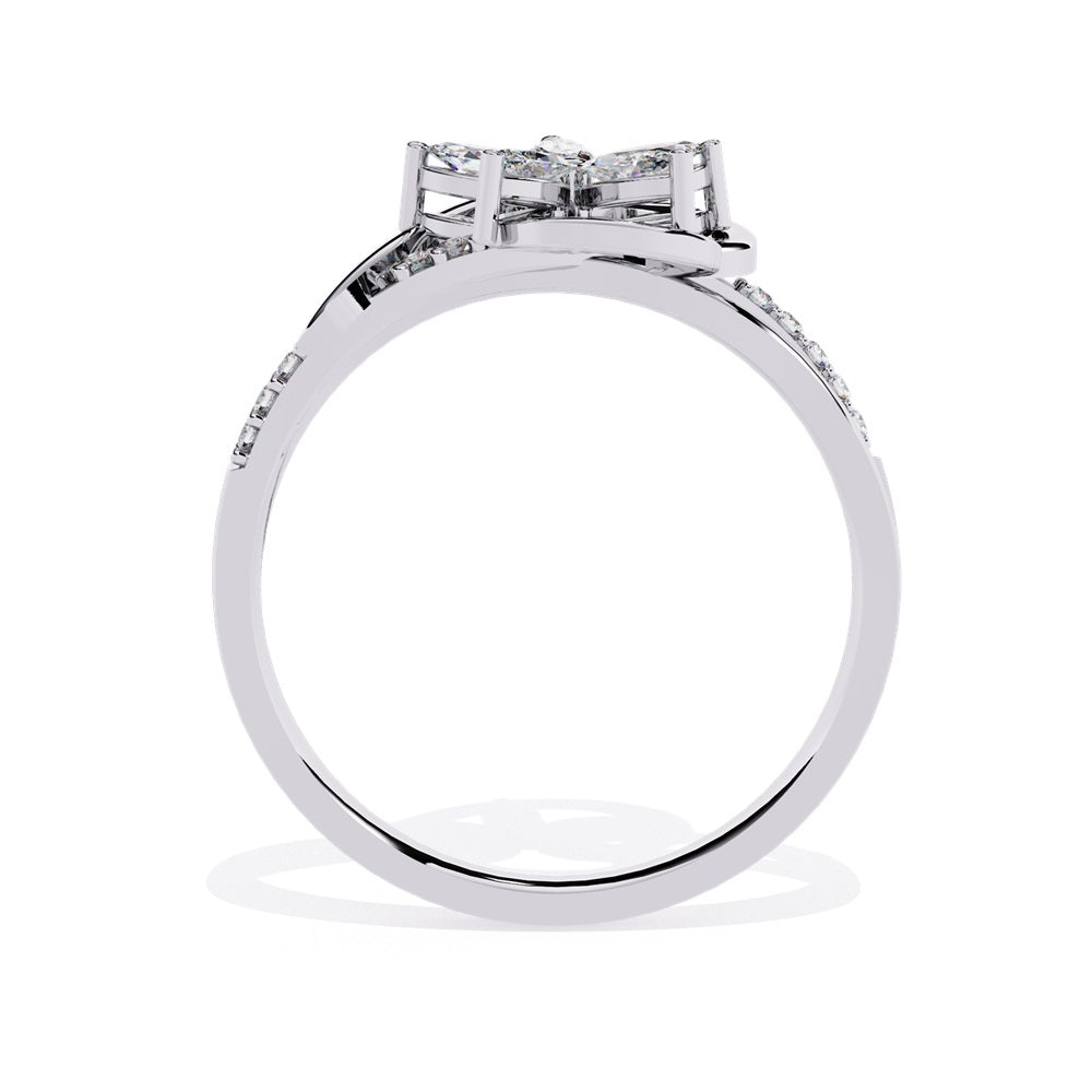 Elegant gold ring adorned with a diamond flower, symbolizing beauty and luxury in exquisite craftsmanship.