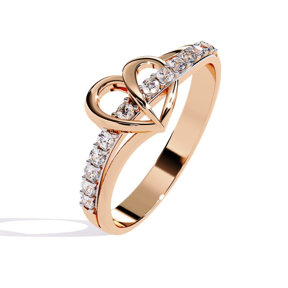 An exquisite diamond studded gold band  featuring a heart in the centre reflecting a romantic touch.