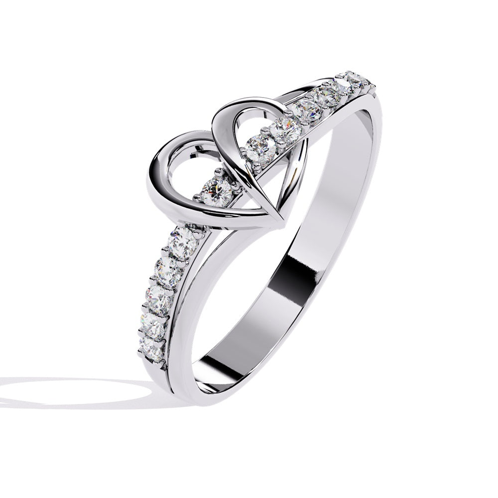 An exquisite diamond studded gold band  featuring a heart in the centre reflecting a romantic touch.