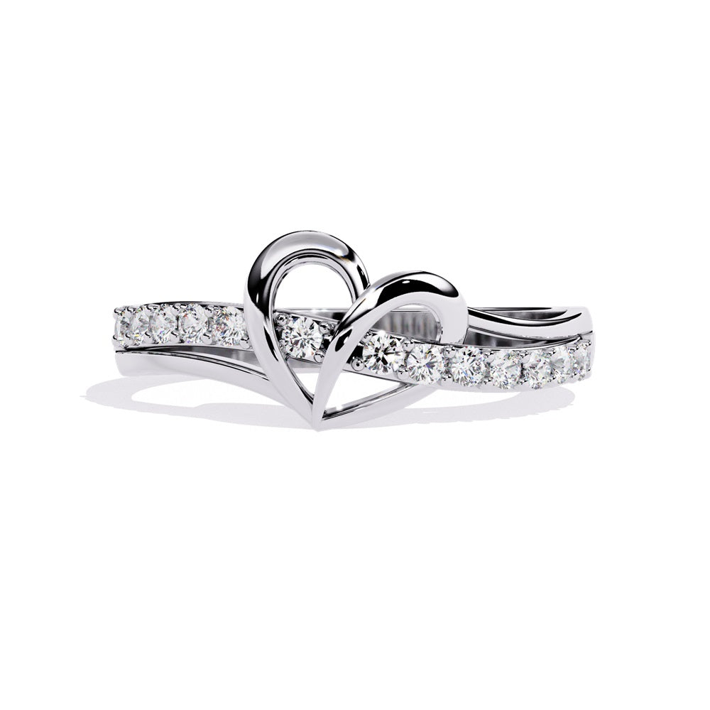 An exquisite diamond studded gold band  featuring a heart in the centre reflecting a romantic touch.