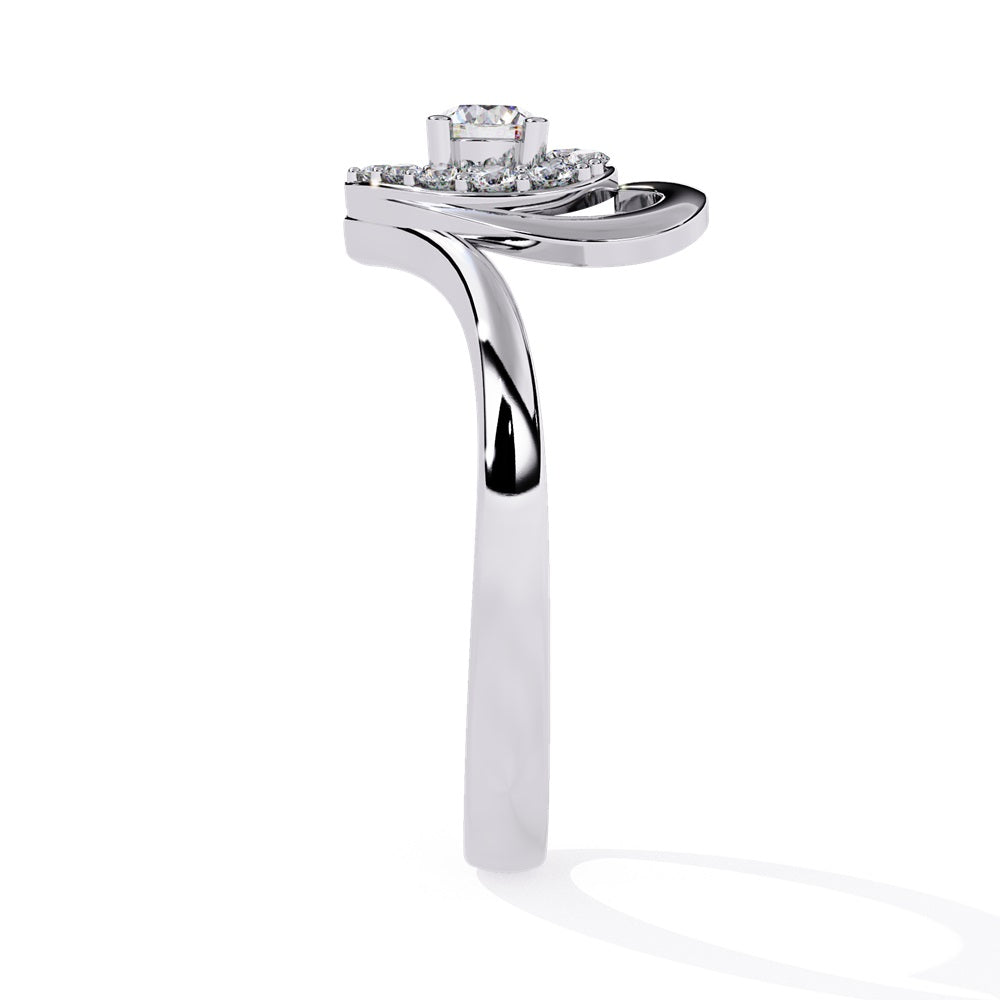 A beautifully crafted gold ring in the shape of a heart, embellished with a radiant diamond studded heart and center stone, representing love.
