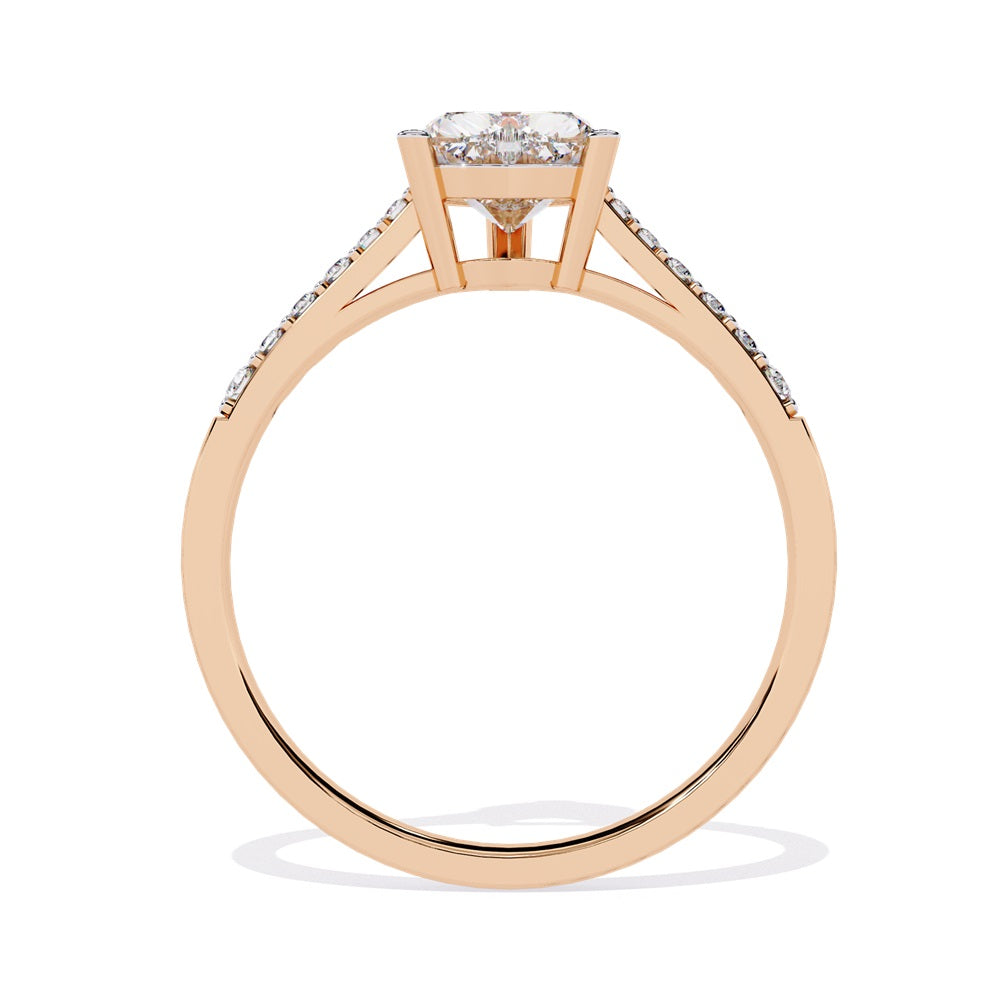 Elegant heart-shaped diamond engagement ring crafted in gold, representing everlasting love.