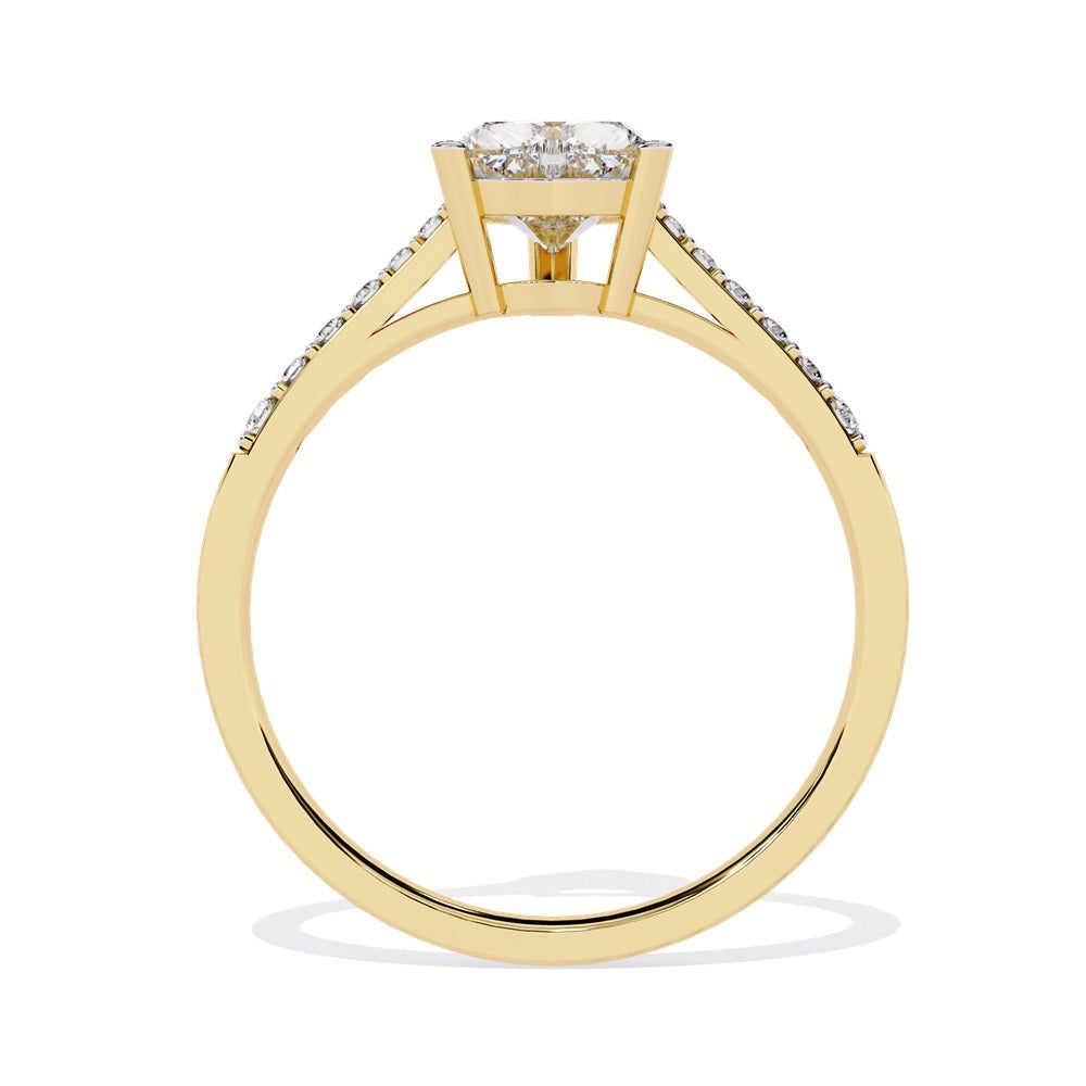 Elegant heart-shaped diamond engagement ring crafted in gold, representing everlasting love.