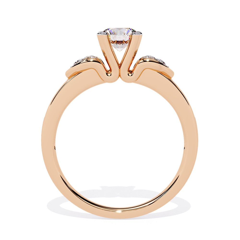 An elegant engagement ring with diamond accents set in gold, capturing the essence of love and devotion.