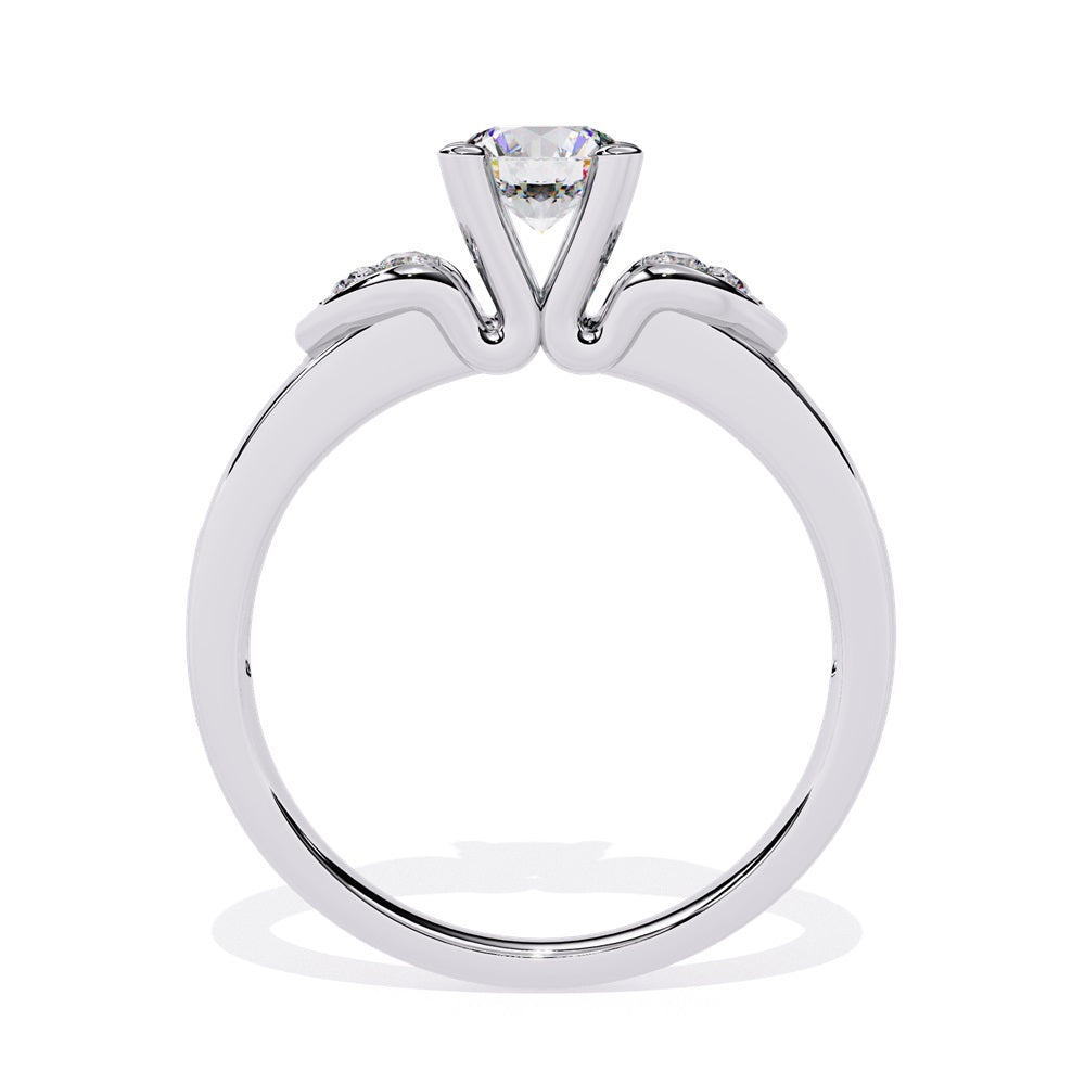 An elegant engagement ring with diamond accents set in gold, capturing the essence of love and devotion.