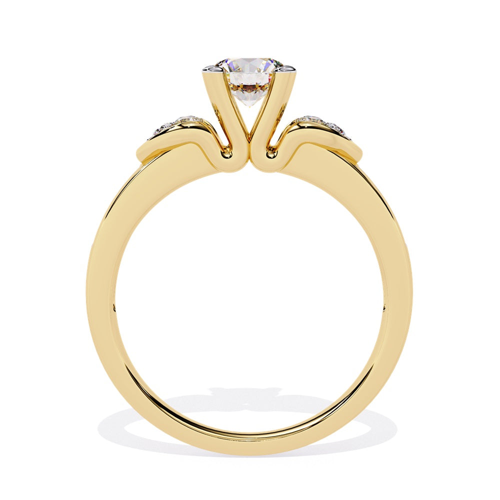 An elegant engagement ring with diamond accents set in gold, capturing the essence of love and devotion.