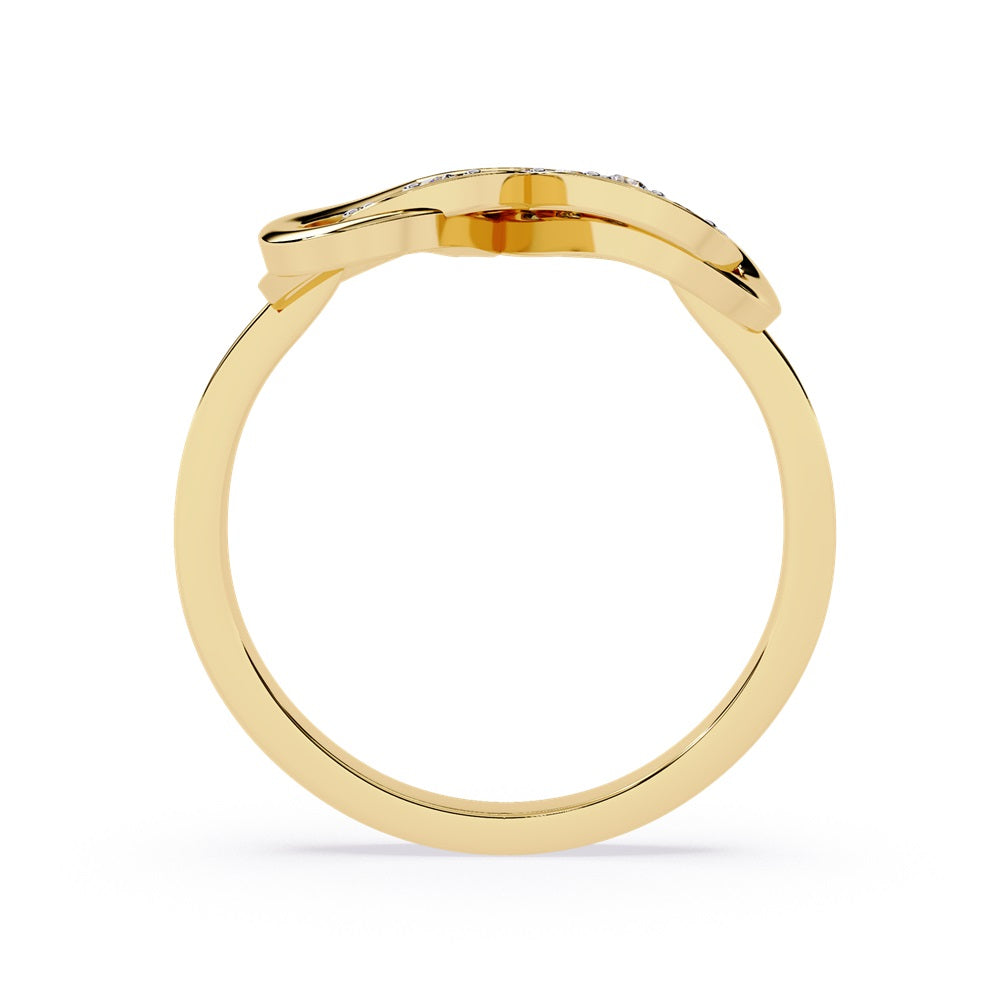 A gold and diamond heart ring featuring two nested hearts, symbolizing love and unity.