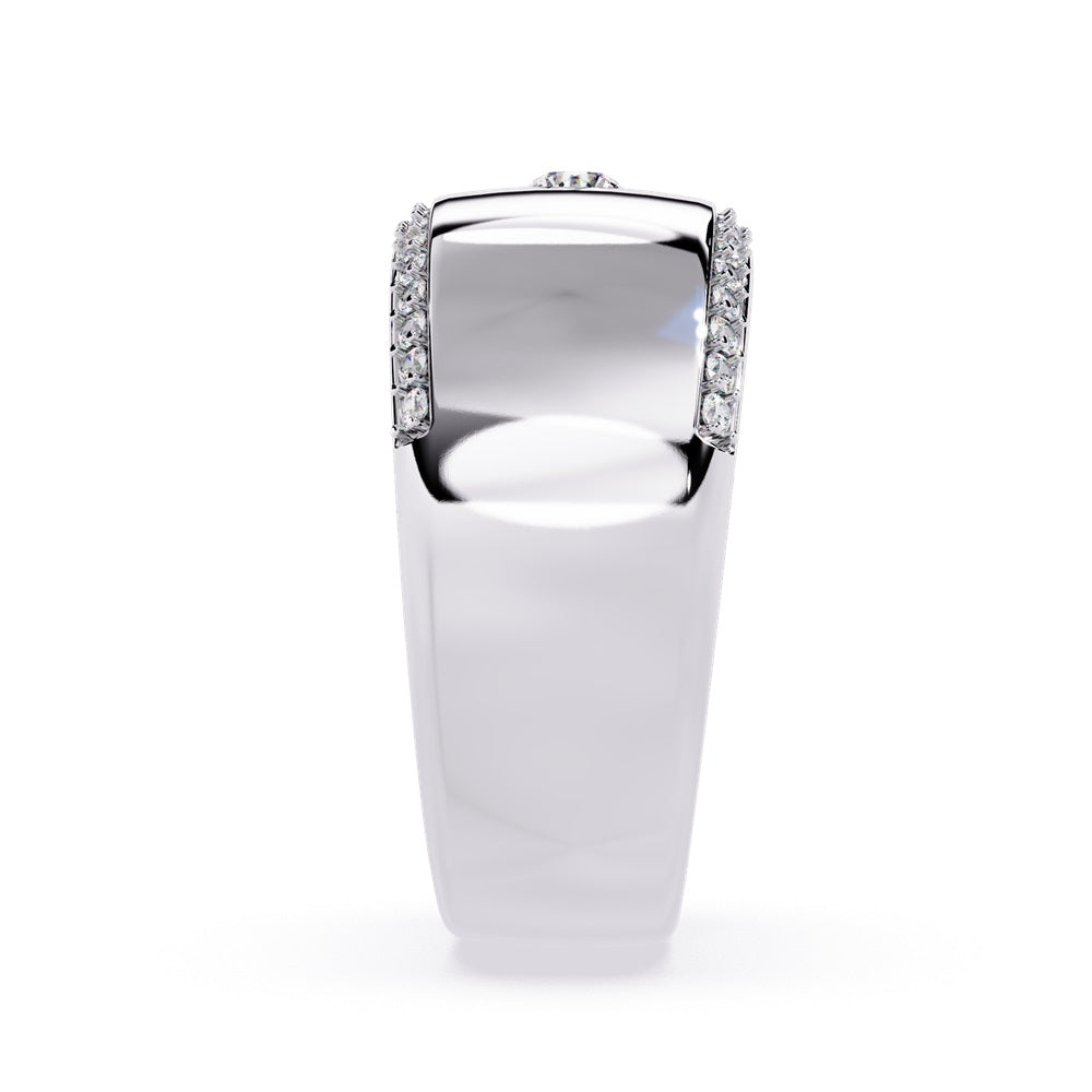 A pair of gold wedding bands featuring sparkling diamonds, representing a couple's eternal bond