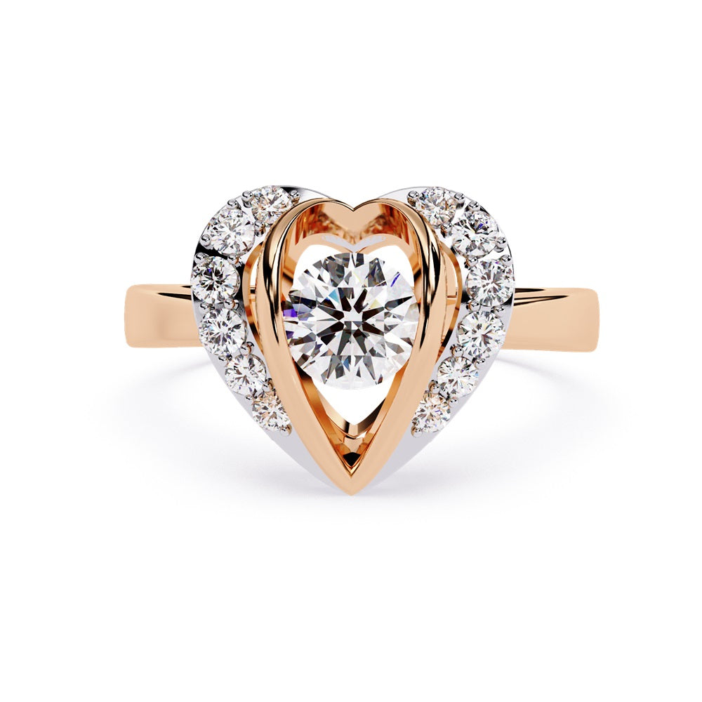 Gorgeous heart-shaped diamond ring in gold, symbolizing love and commitment with its unique design.