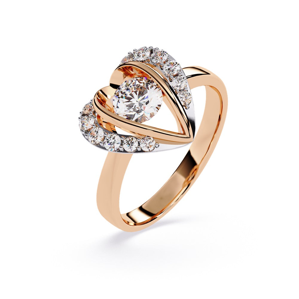 Gorgeous heart-shaped diamond ring in gold, symbolizing love and commitment with its unique design.