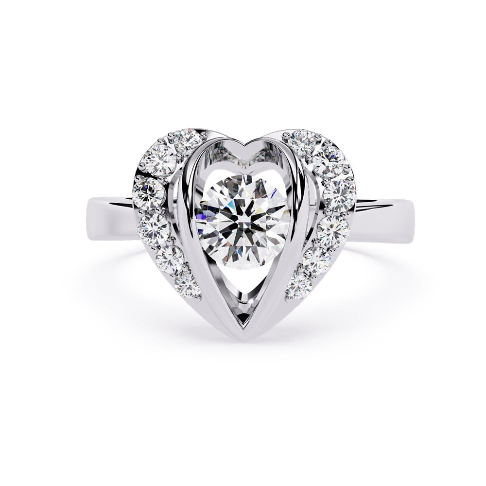 Gorgeous heart-shaped diamond ring in gold, symbolizing love and commitment with its unique design.