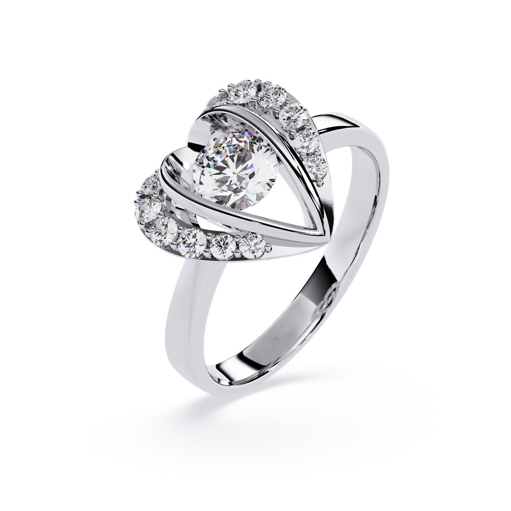 Gorgeous heart-shaped diamond ring in gold, symbolizing love and commitment with its unique design.