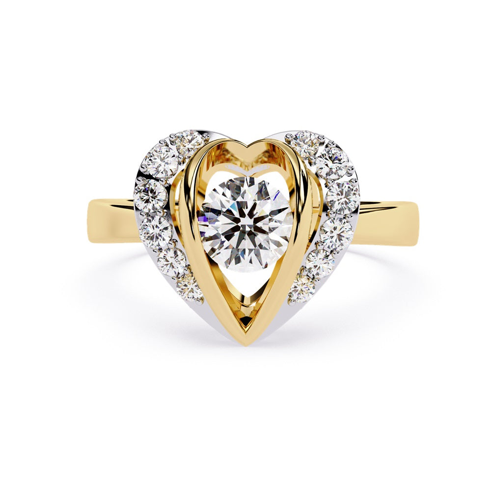Gorgeous heart-shaped diamond ring in gold, symbolizing love and commitment with its unique design.