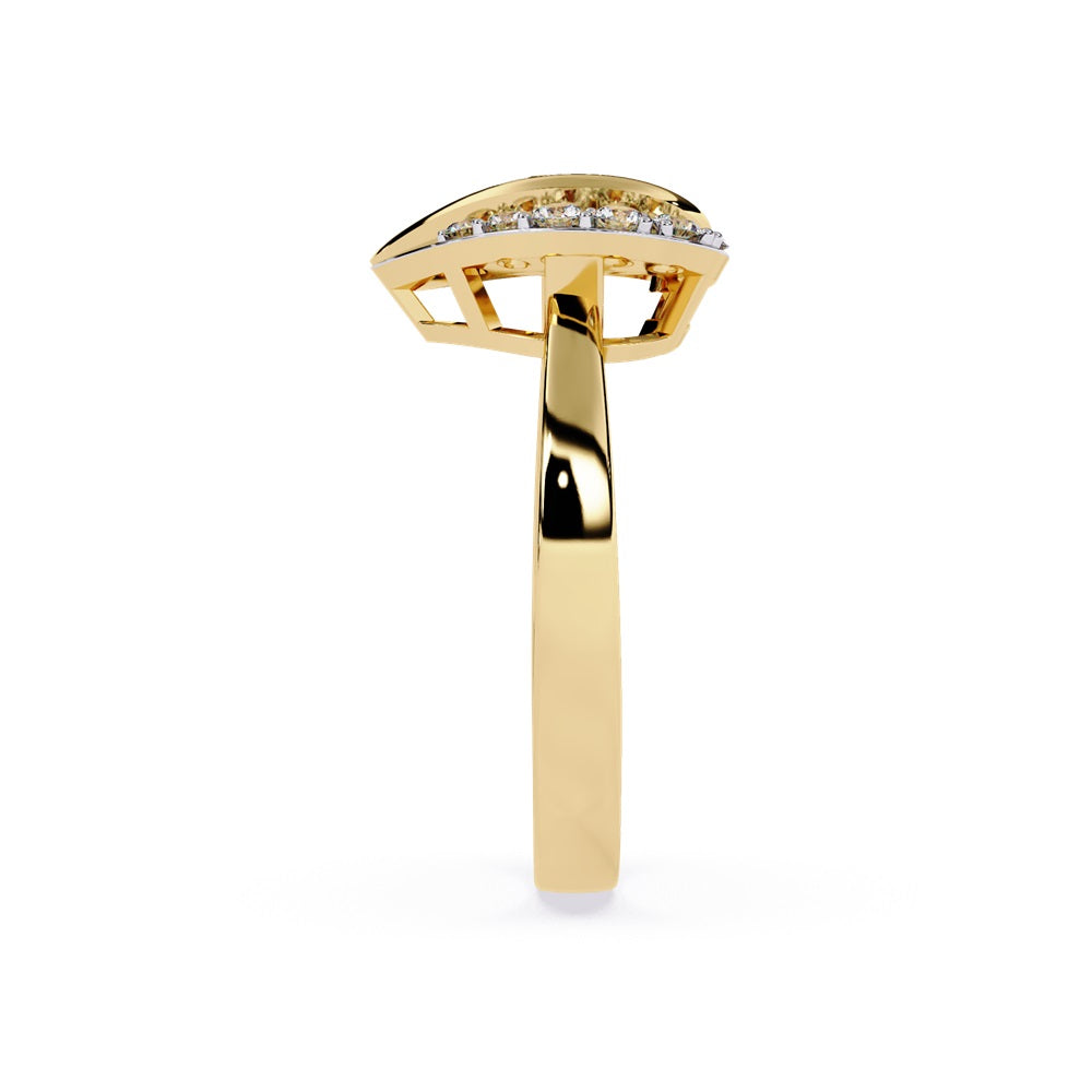 Gorgeous heart-shaped diamond ring in gold, symbolizing love and commitment with its unique design.