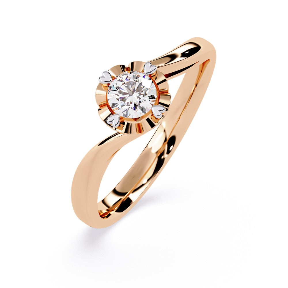 Beautiful gold engagement ring showcasing a dazzling diamond in the center, ideal for an unforgettable proposal.