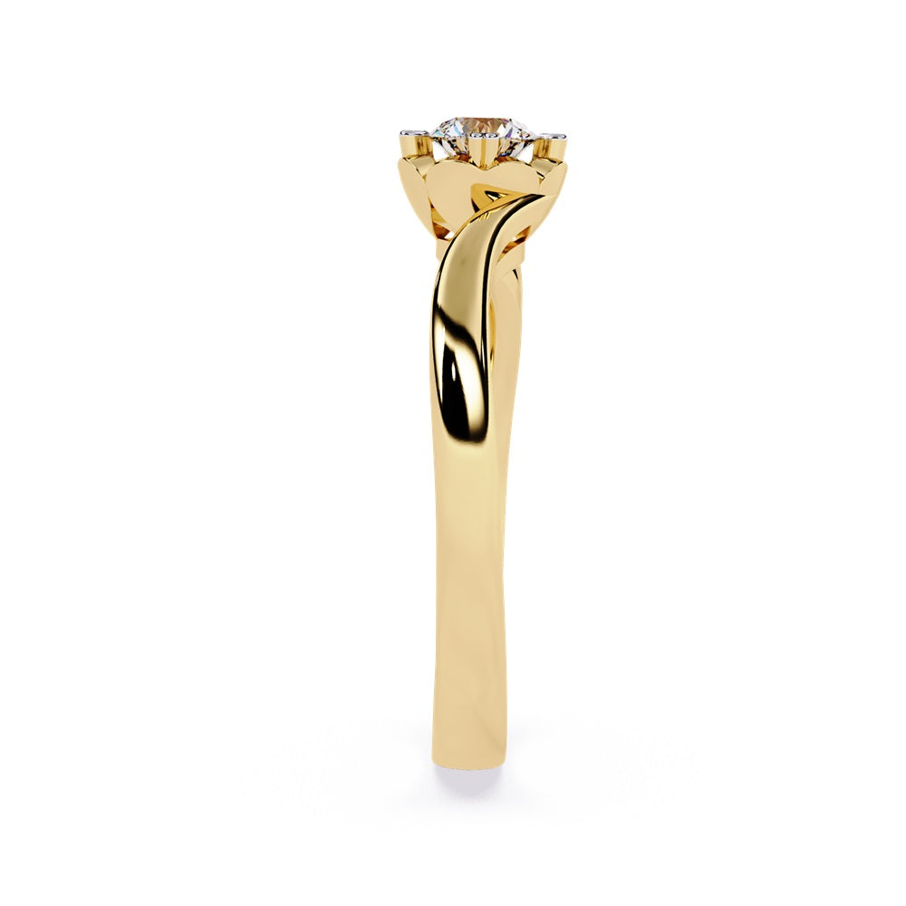 Beautiful gold engagement ring showcasing a dazzling diamond in the center, ideal for an unforgettable proposal.