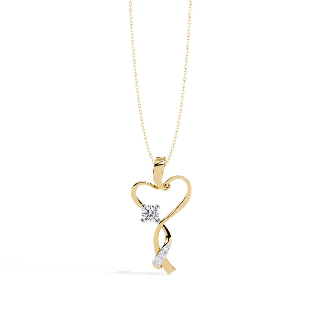 An exquisite gold pendant in the shape of a heart, featuring shimmering diamonds that enhance its romantic allure.