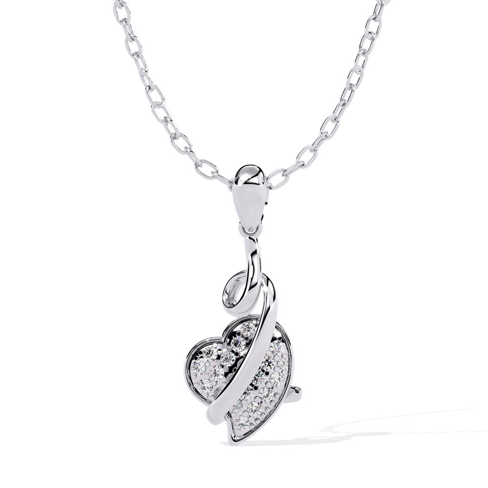 A luxurious rose gold pendant featuring a heart design, embellished with brilliant diamonds, ideal for a romantic gesture.