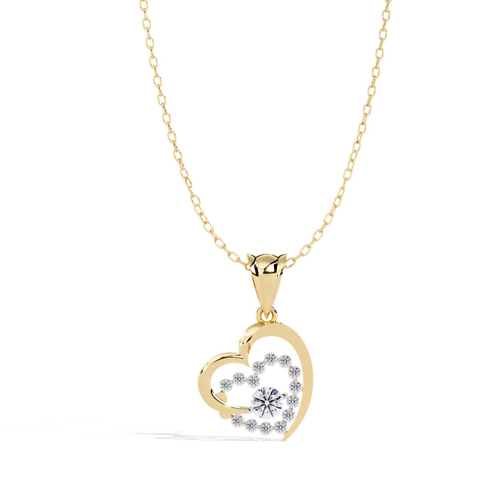 A stunning rose gold diamond heart pendant featuring two elegantly intertwined hearts, symbolizing love and unity.