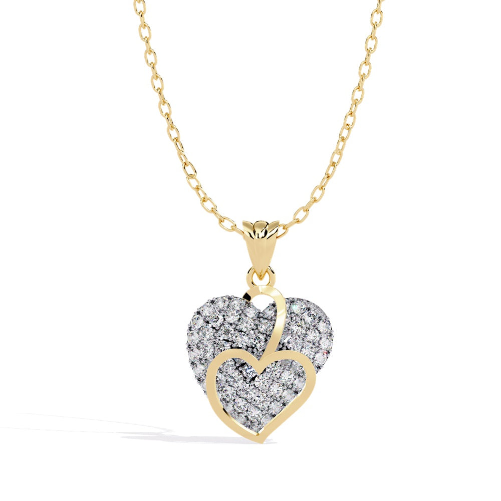 A luxurious rose gold pendant featuring a heart design, embellished with brilliant diamonds, ideal for a romantic gesture.