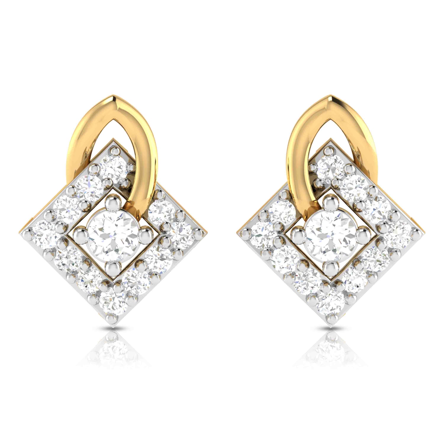 Discover timeless sophistication with the Naomi Diamond Pendant Set by Niraa, featuring a gold necklace with a square pendant and central diamond embraced by smaller ones, elegantly held in arched gold loops. Both the chain and pendant are crafted from luxurious gold.