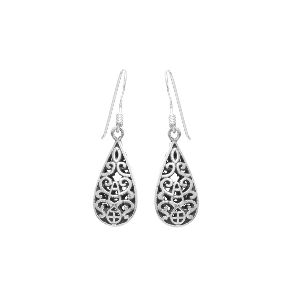 Jaali paisley rounded drop Earrings in 925 silver
