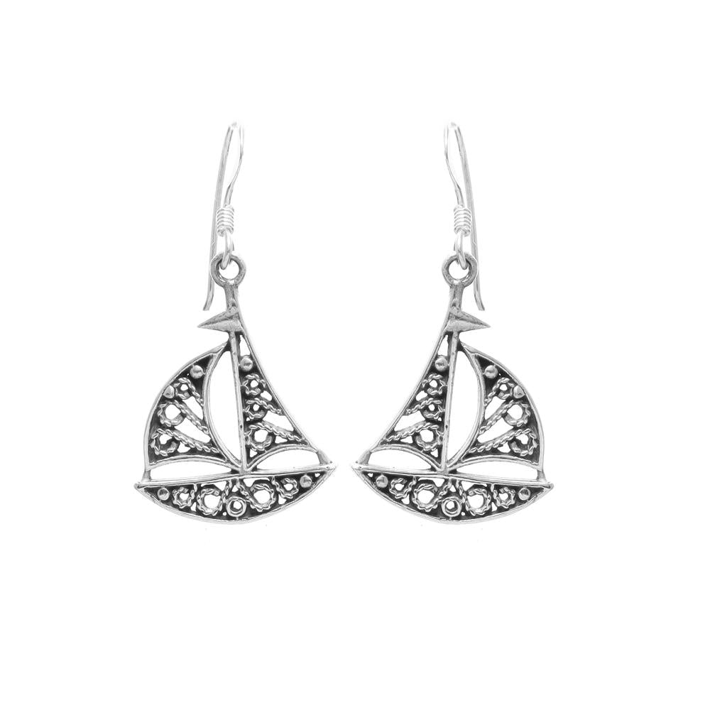 Sailing boat drop Earrings in 925 silver