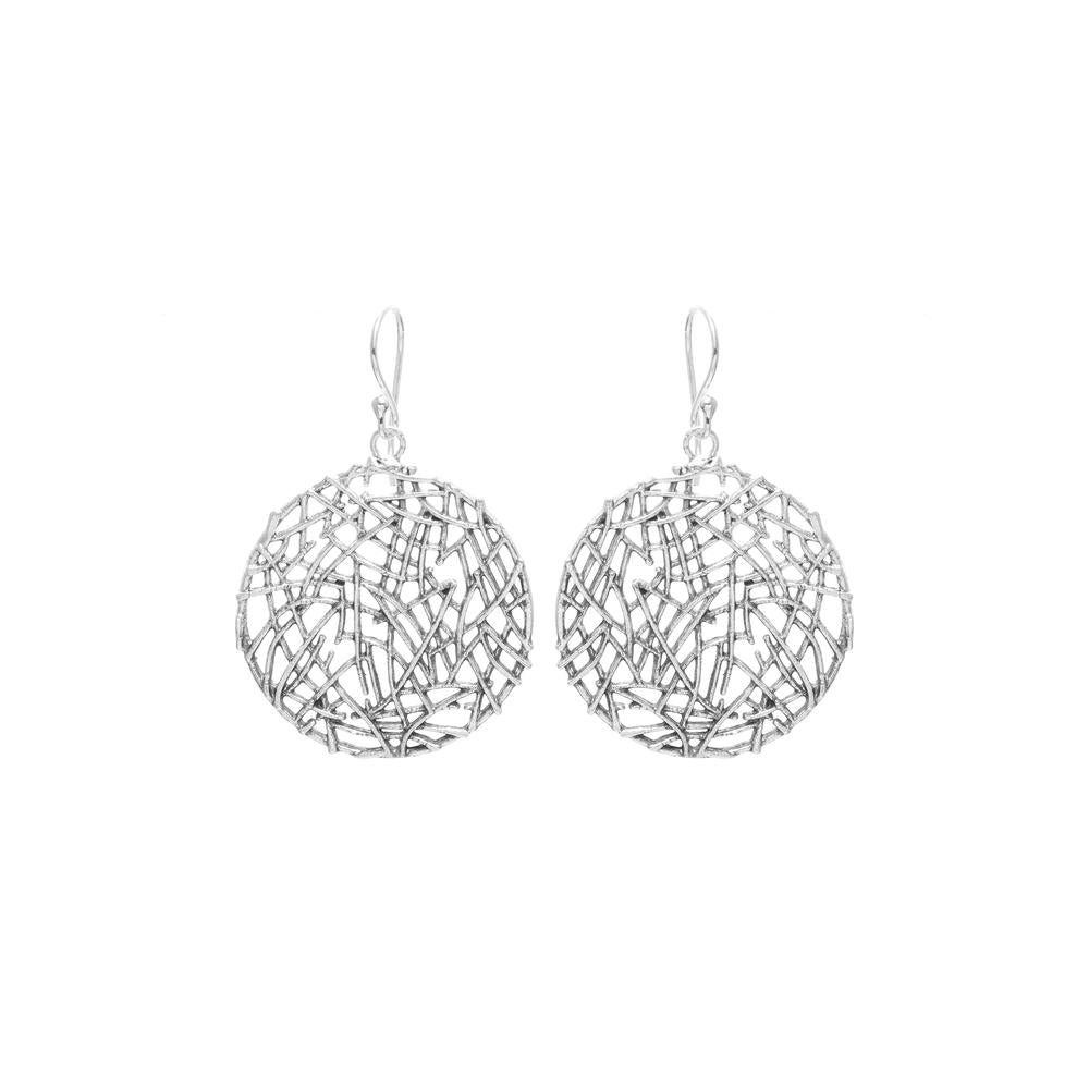 Modern abstract round drop Earrings in 925 silver