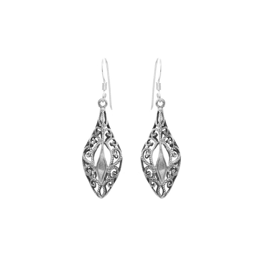 Royal Motif rounded drop Earrings in 925 silver