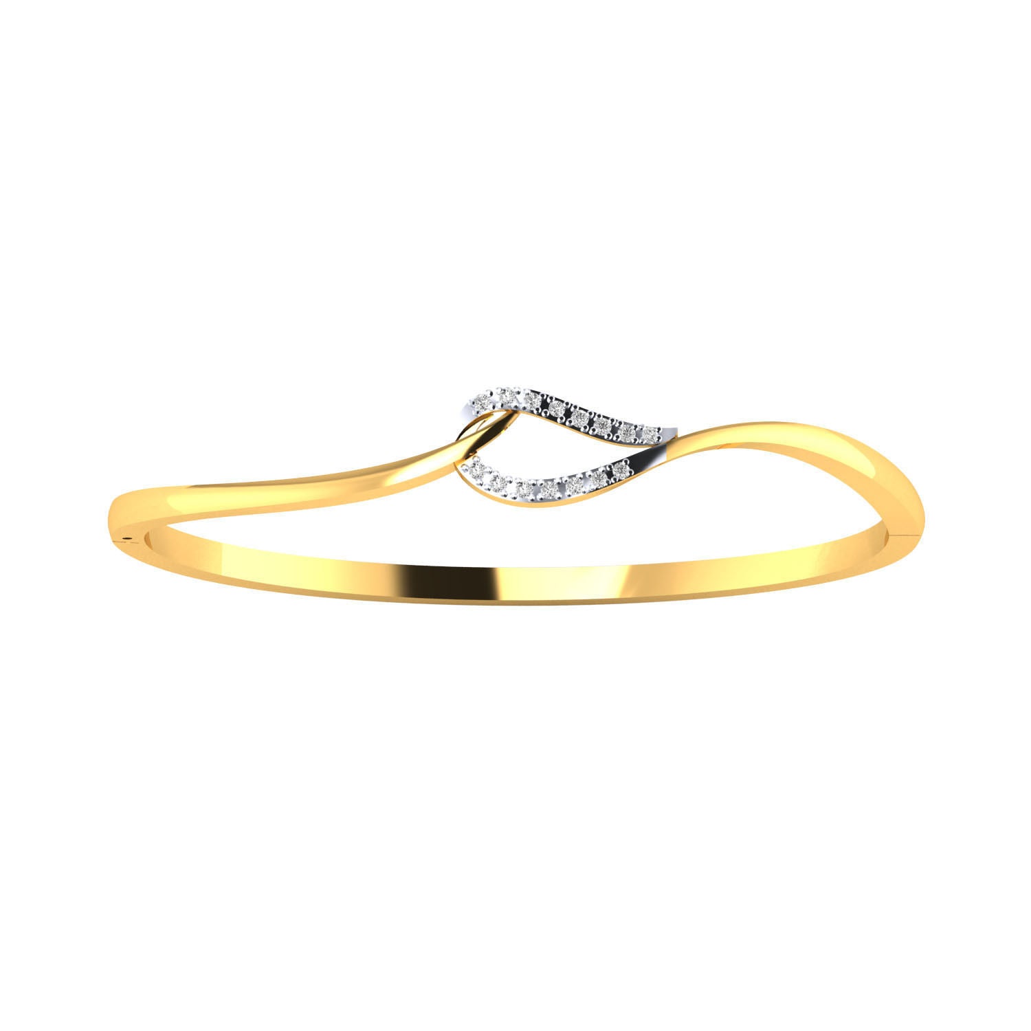 The Raquel Diamond Bracelet by Niraa exudes modern sophistication with its sleek gold design and wavy structure. Elegantly crafted, it features a central crossover detail adorned with small diamonds, making it an exquisite piece of style and refinement.