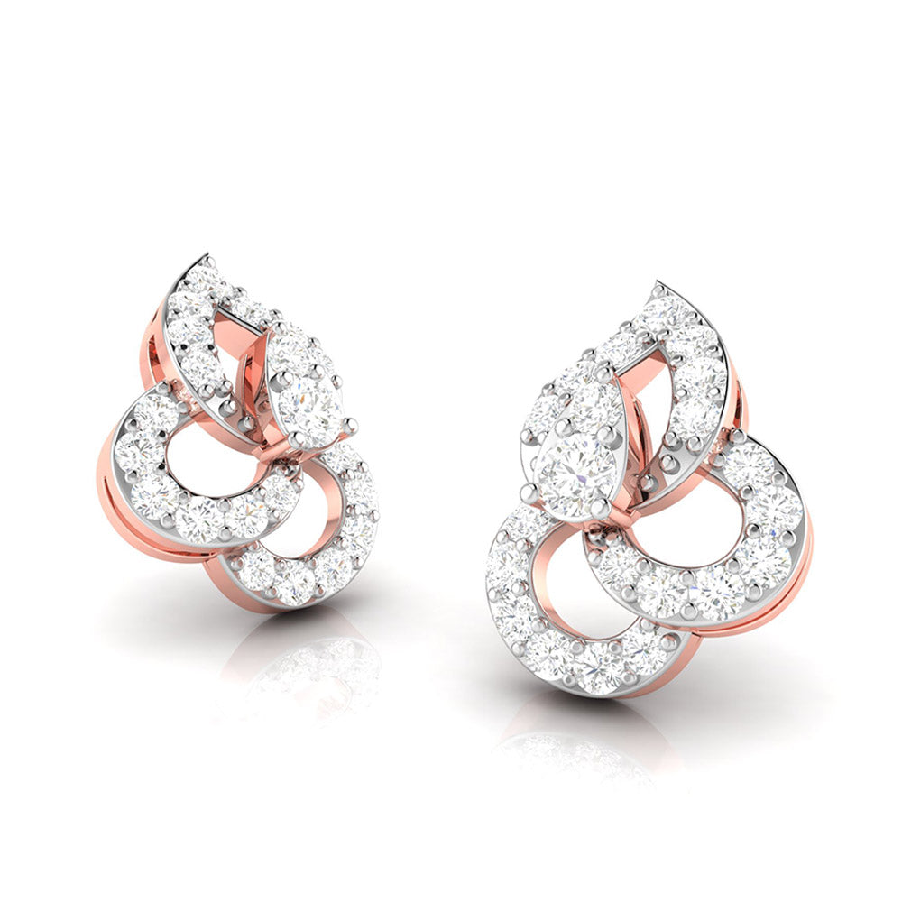 The Cecelia Diamond Earring by Niraa features interlocking gold loops encrusted with sparkling diamonds, creating an intricate and sophisticated design.