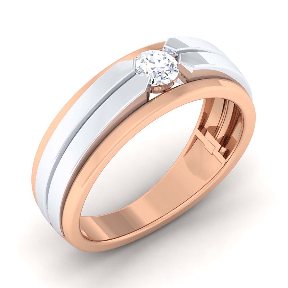 Discover the Sophia Diamond Solitaire Ring by Niraa: a two-toned marvel crafted in rose gold and silver, with a central diamond. Accompanied by a certified diamond certificate, the exquisite design layers gold and diamonds around the gem.