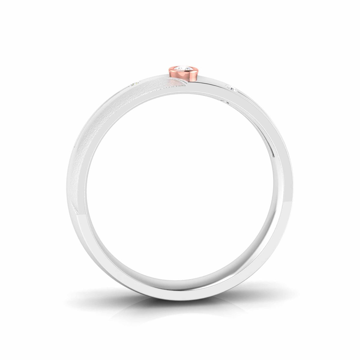 The exquisite Leah Diamond Ladies Rings by Niraa feature luxurious silver bands with a single small diamond set in rose gold accents, elegantly displayed side by side against a pristine white background.