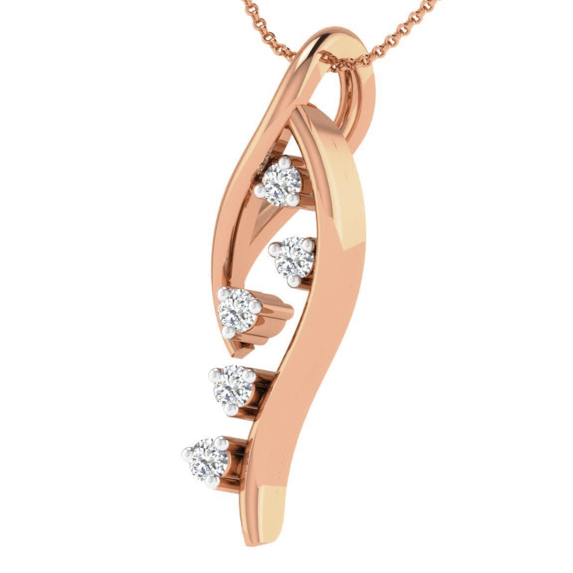 The Katalina Diamond Pendant by Niraa is a rose gold necklace featuring a wavy design with five vertically arranged round-cut diamonds. Its exquisite craftsmanship and timeless appeal are undeniable, even if the HTML content is incomplete.