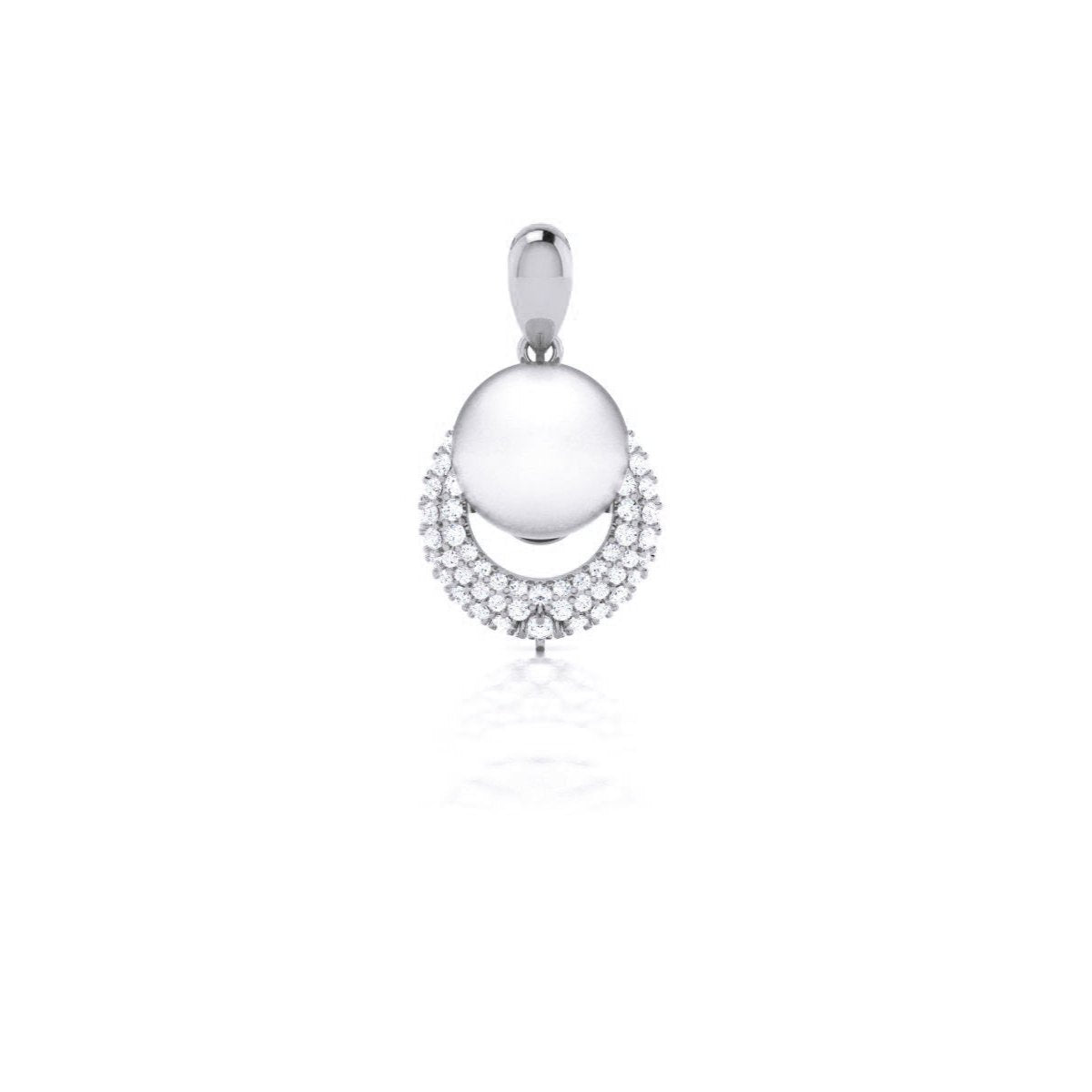 The Itzayana Diamond Pendant by Niraa showcases a pink pearl encircled by two rows of sparkling diamonds. Its delicate rose gold chain enhances the pendants refined design. Please ensure product descriptions are clear for optimal assistance.