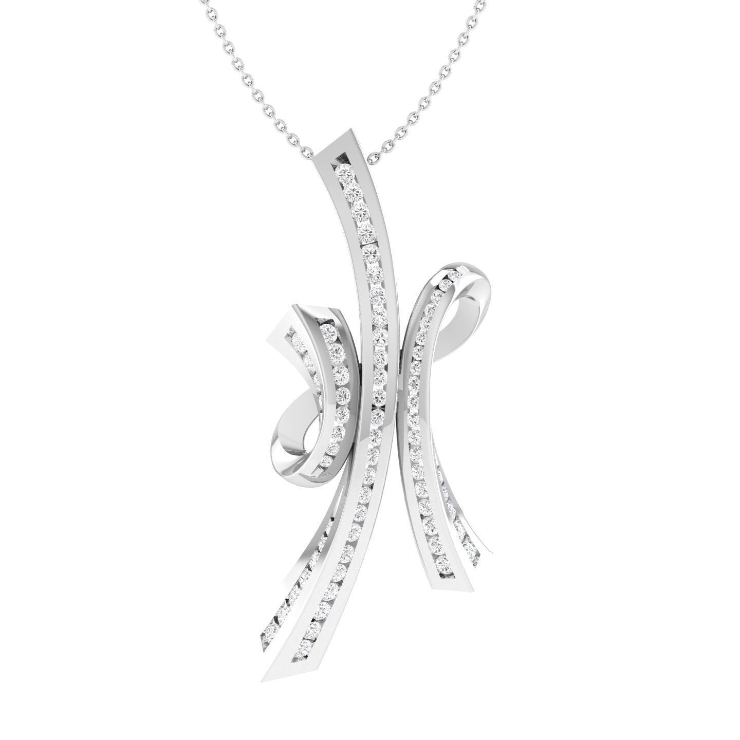 Elegant and sophisticated, the Alma Diamond Pendant by Niraa boasts an abstract swirl design adorned with artful curves of sparkling gemstones. Hanging from a delicate, fine chain, its perfect for adding refinement to any ensemble.