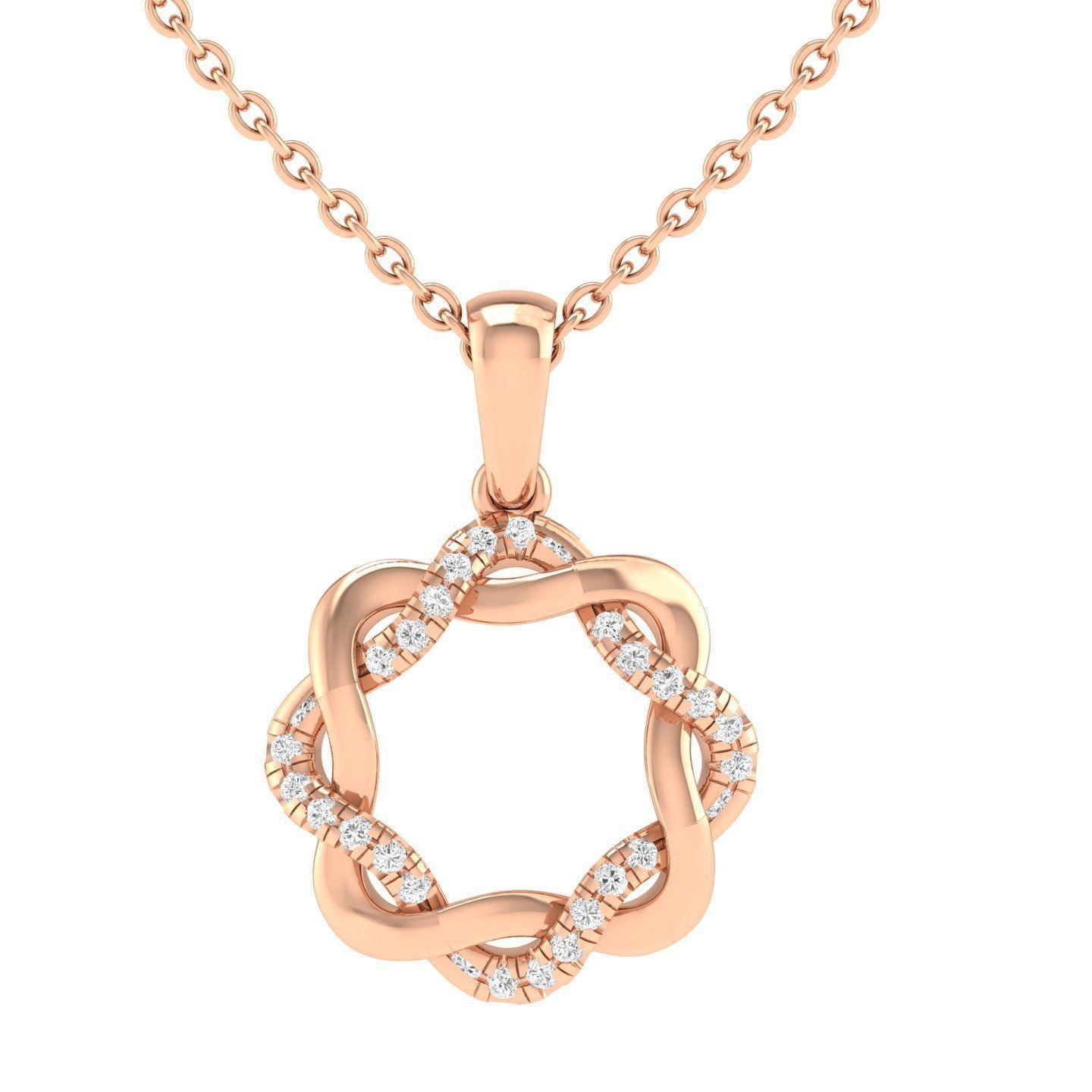 The Chaya Diamond Pendant from Niraa features a gold chain with an intertwined star-shaped design. The pendant alternates between gold and silver tones, embellished with small stones for a textured, elegant look.