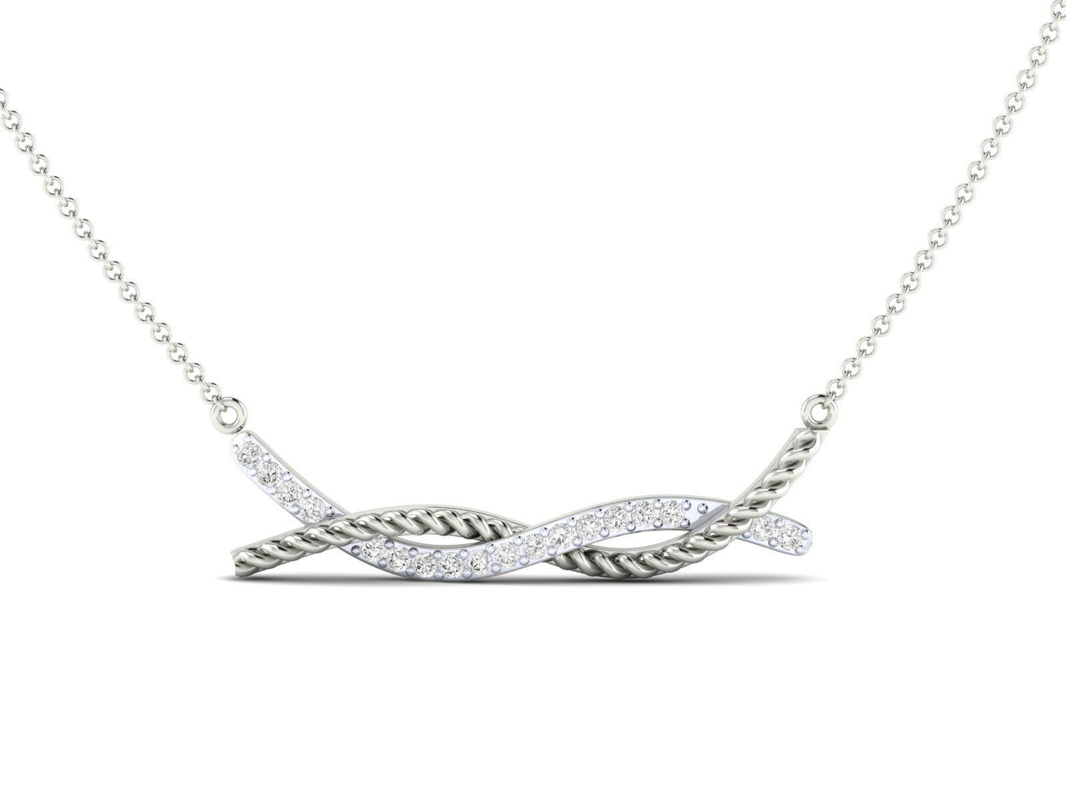 The Reina Diamond Pendant by Niraa is an elegant gold necklace featuring a twisted design with gold ropes and white stone accents for sparkle, offering a captivating modern look. Need engaging product descriptions? Im here to help!.
