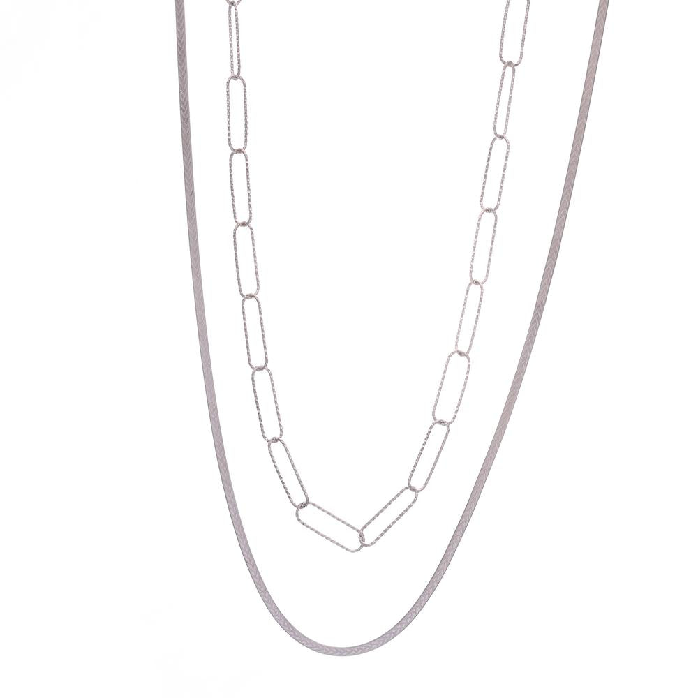 String and Stack Snake Chain Necklace in 925 silver