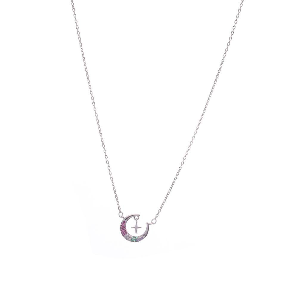Star and Moon Necklace in 925 silver