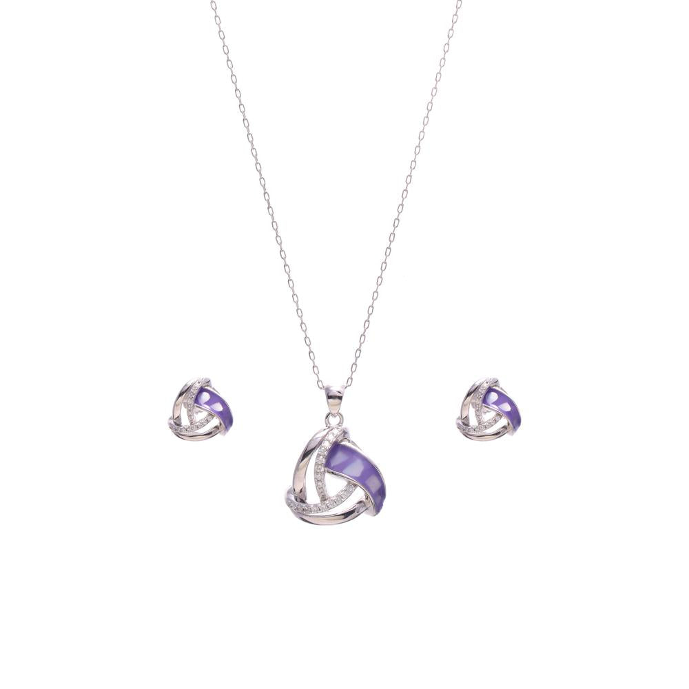 Amatheyst Studded Sail Enamel Pendant Set in 925 silver