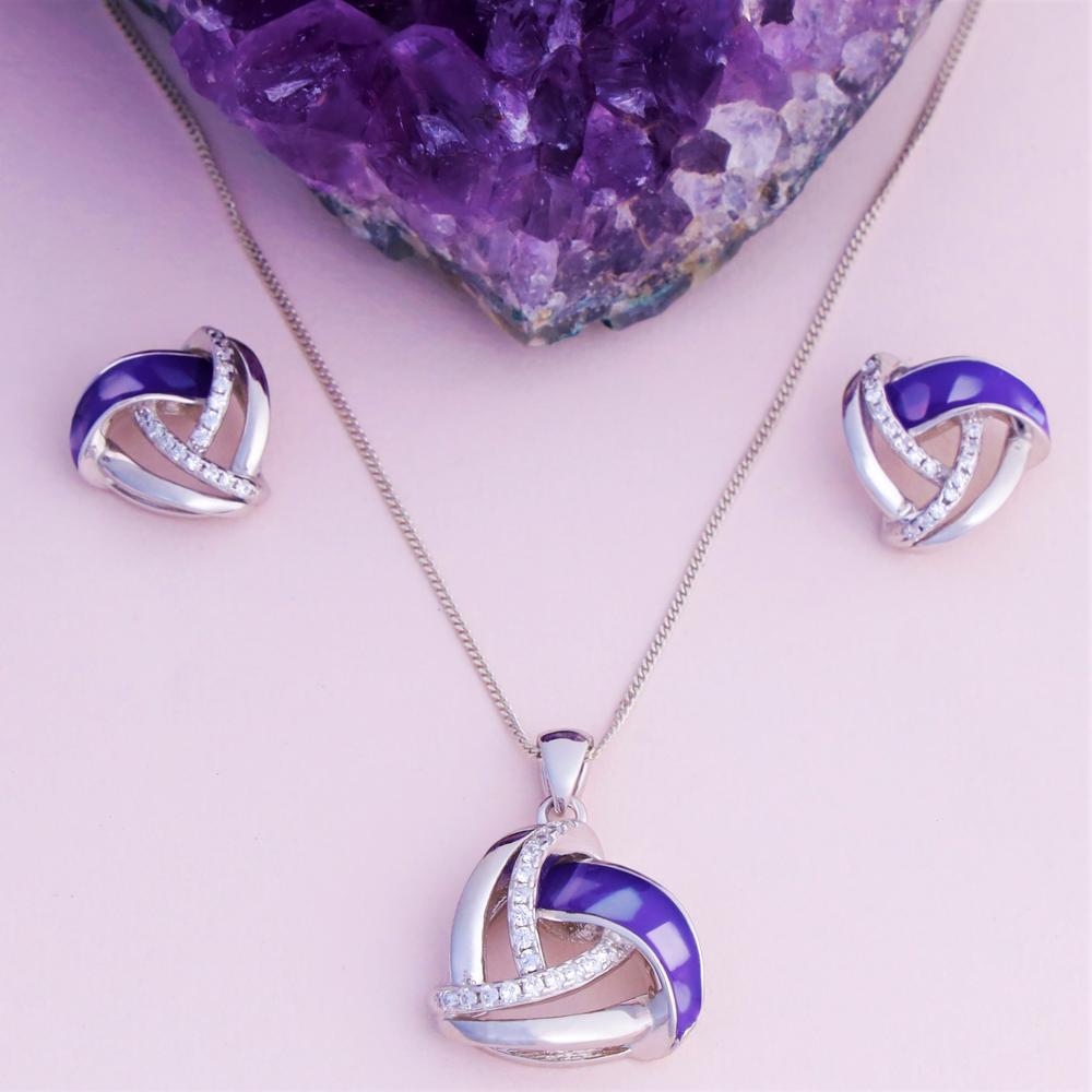 Amatheyst Studded Sail Enamel Pendant Set in 925 silver