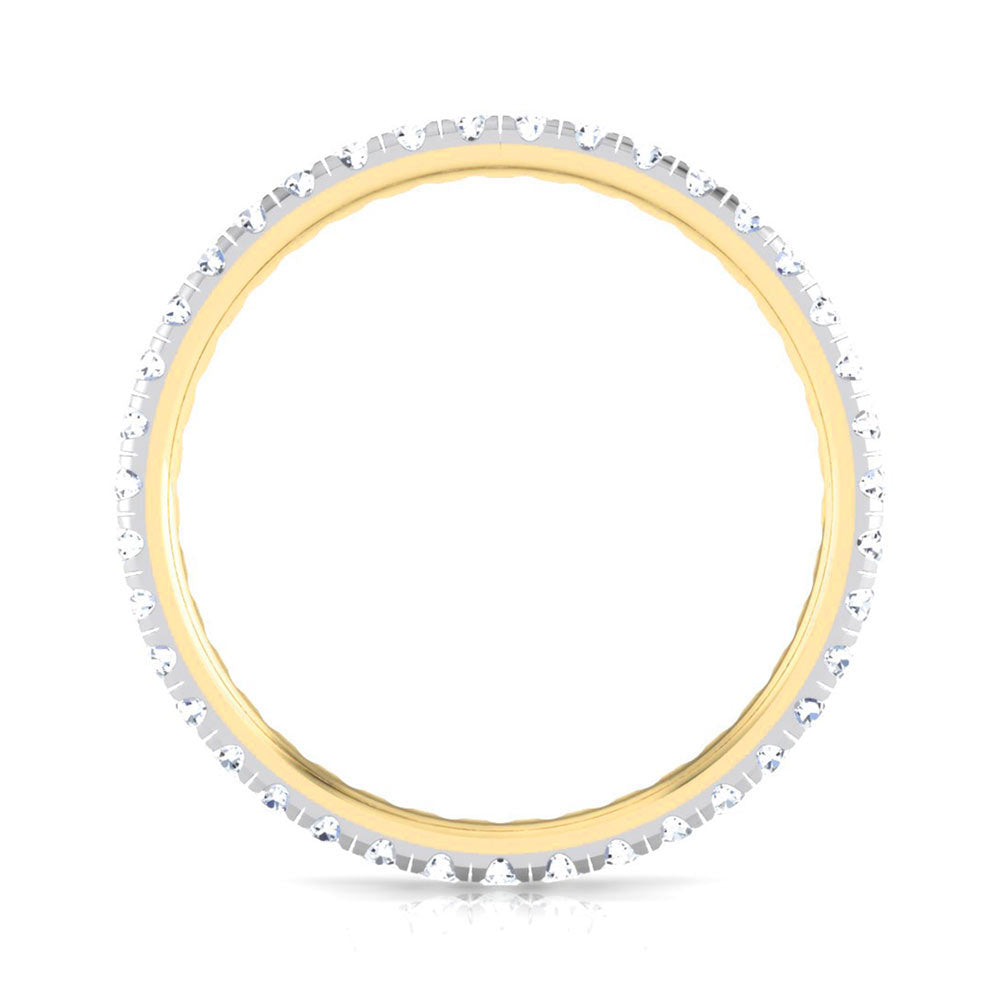 The Titania Diamond Ladies Ring by Niraa showcases a gold eternity band with a continuous circle of sparkling diamonds and includes a diamond certificate for authenticity, adding confidence to your shine.