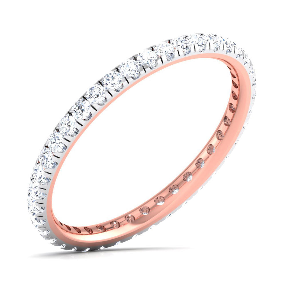 The Titania Diamond Ladies Ring by Niraa showcases a gold eternity band with a continuous circle of sparkling diamonds and includes a diamond certificate for authenticity, adding confidence to your shine.