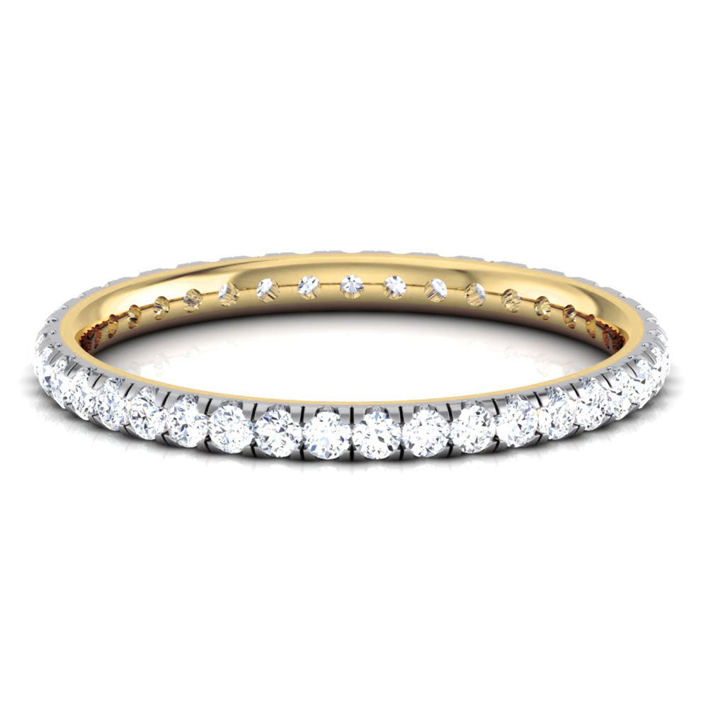 The Titania Diamond Ladies Ring by Niraa showcases a gold eternity band with a continuous circle of sparkling diamonds and includes a diamond certificate for authenticity, adding confidence to your shine.