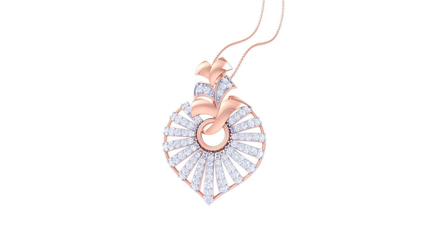 The Niraa Sofia Diamond Pendant Set includes a pendant necklace and matching earrings in rose gold. Each piece showcases a heart-shaped design adorned with sparkling white stones and intricate details, offering timeless elegance and charm.