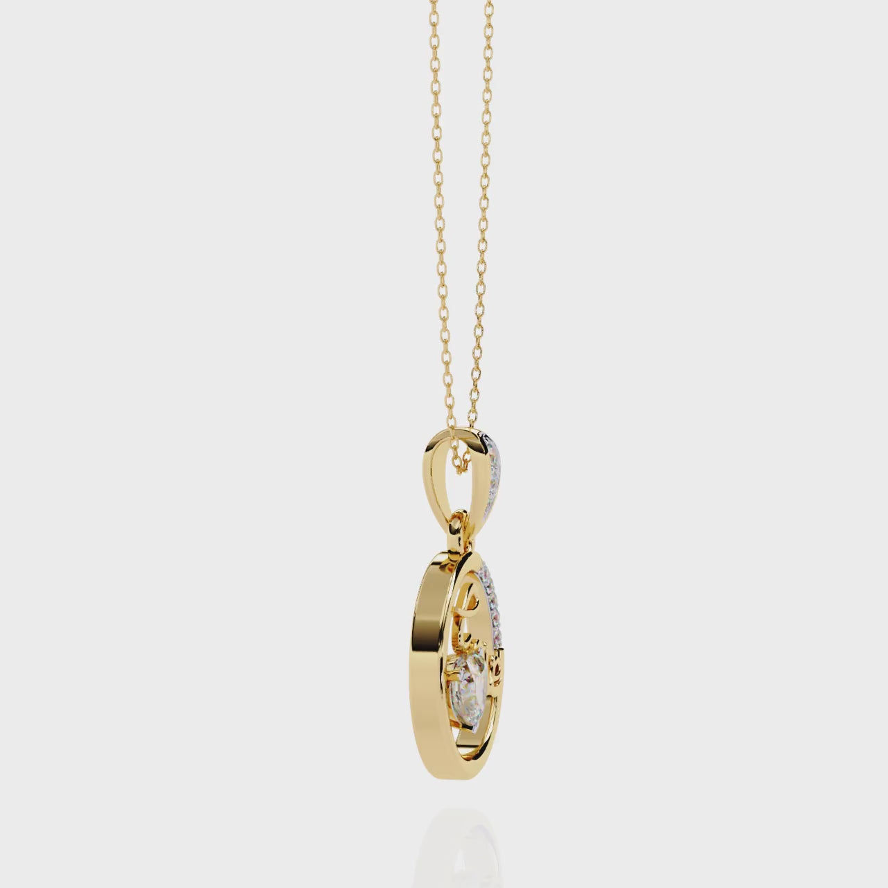 Circle of Love Heart Shape Diamond Solitaire Pendant