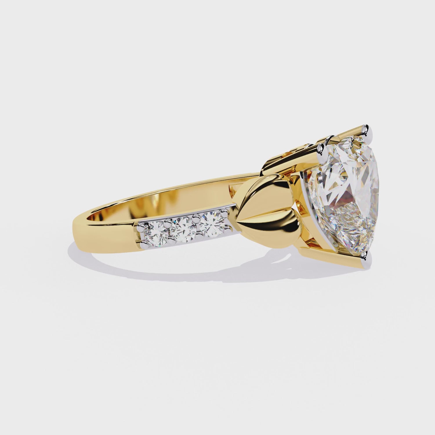 Trois Heart Shape Diamond Solitaire Ring